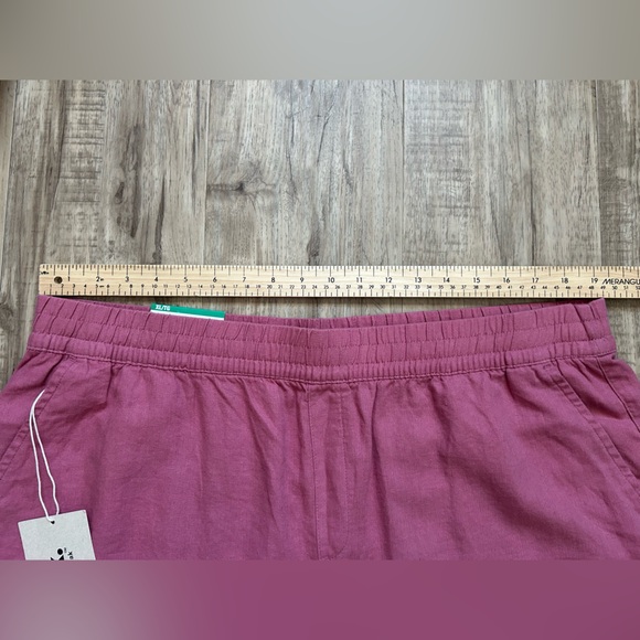 Linen blend Women's Pink Shorts natural fibre summer beach comfort pockets - Picture 5 of 6